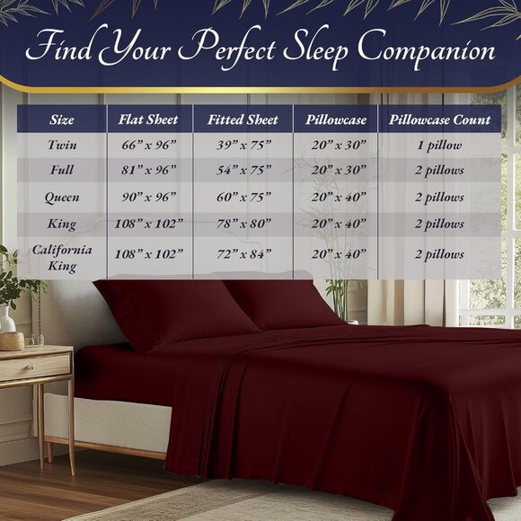 8- 100% Viscose Derived from Bamboo Sheets Queen Size 4pcs - Cooling 17" Deep - Picture 7 of 7